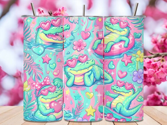 Download Pastel Alligator Pink Summer Tumbler PNG - Premium Resources