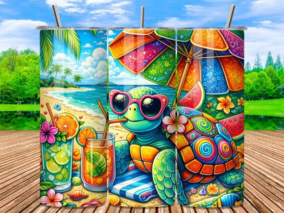Download Tropical Beach Turtle Summer Tumbler PNG - Summer tumbler Collection