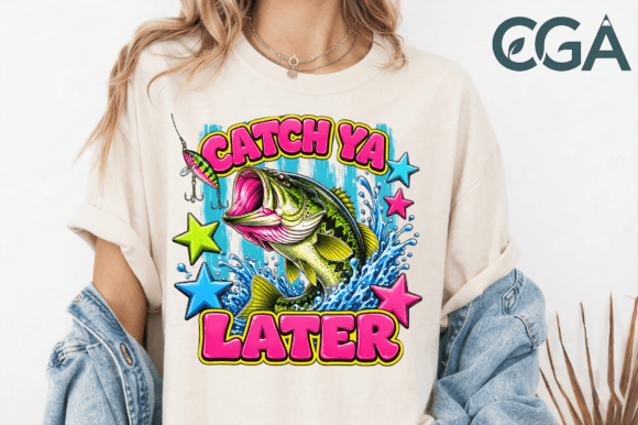 Download Retro Catch Ya Later Bass Fishing PNG - Fishing png Collection