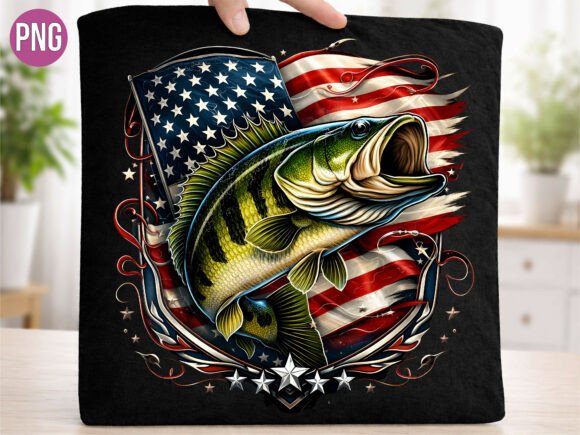 Download Patriotic Bass Fishing PNG Shirt T-shirt - Fishing png Collection