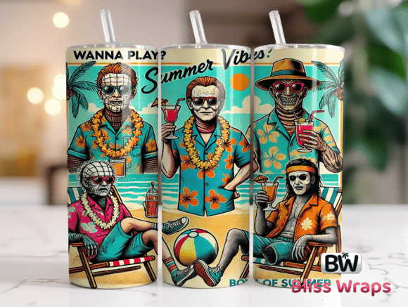 Download Horror Beach Summer Tumbler Wrap - Premium Resources