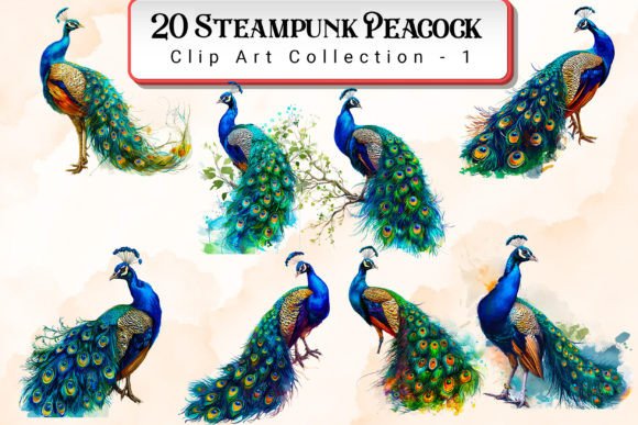 Download Steampunk Peacock Clipart Bundle - Premium Resources