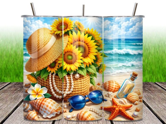 Download Beach Sunflower Shell Summer Tumbler PNG - Summer tumbler Collection