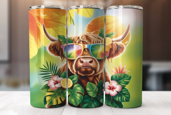 Download Highland Cow Tropical Summer Tumbler PNG - Summer tumbler Collection