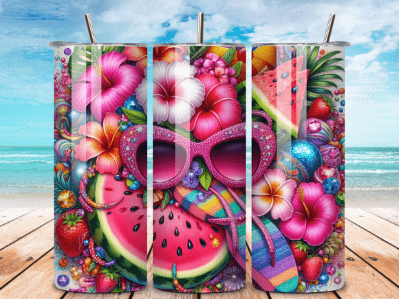 Download Pink Tropical Summer Tumbler Wrap PNG - Summer tumbler Collection